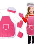 4Pcs Kids Cooking Apron Gloves Hat Set - Chef Kitchen Baking Play Dress Up - Whizmeal : Inspire a healthy you