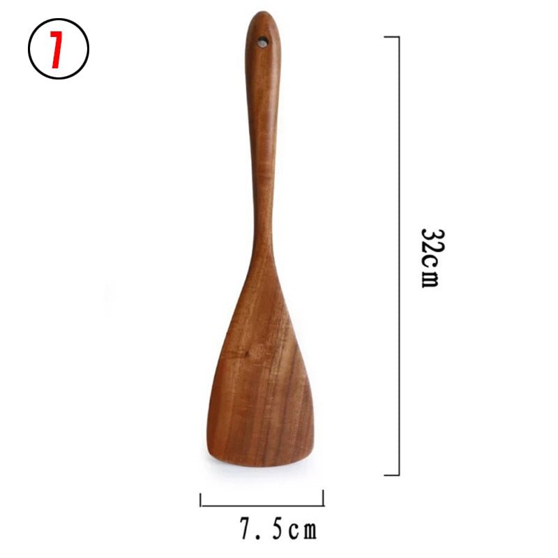 7pcs/set Teak Natural Wood Tableware Spoon - Whizmeal : To inspire a healthy you - rethinking lifestyle with the world of food