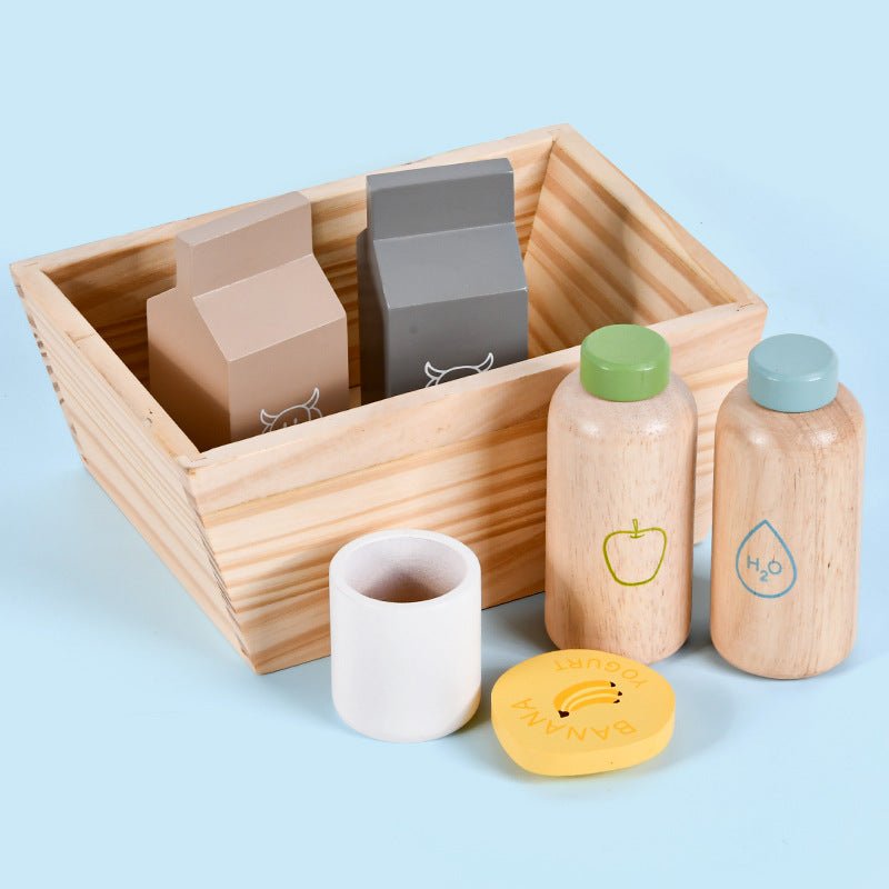 Educational Wooden Beverage Kitchen Play Set With Basket for Toddlers Age 3+ - Whizmeal : Inspire a healthy you