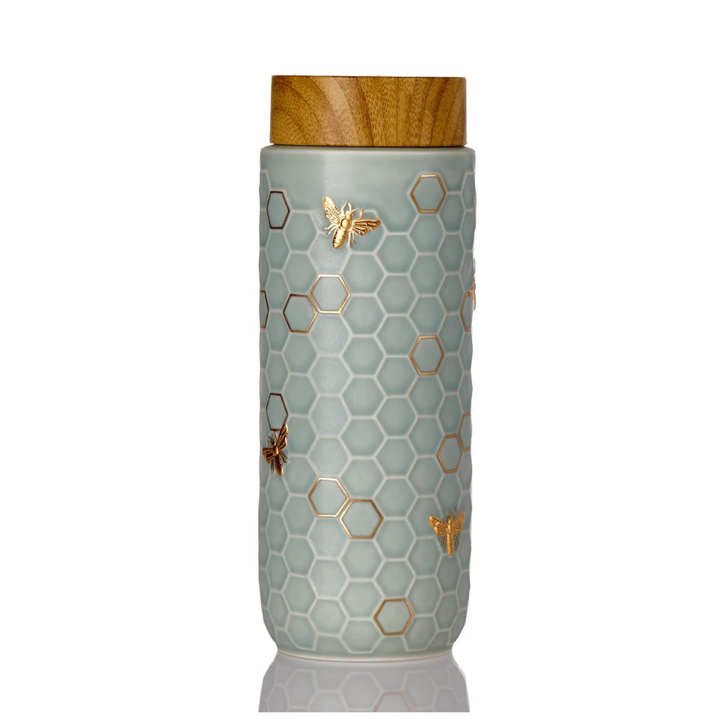 Honey Bee Travel Mug / Gold 16 oz - Whizmeal : Live a healthier life by taking care of Mother Earth