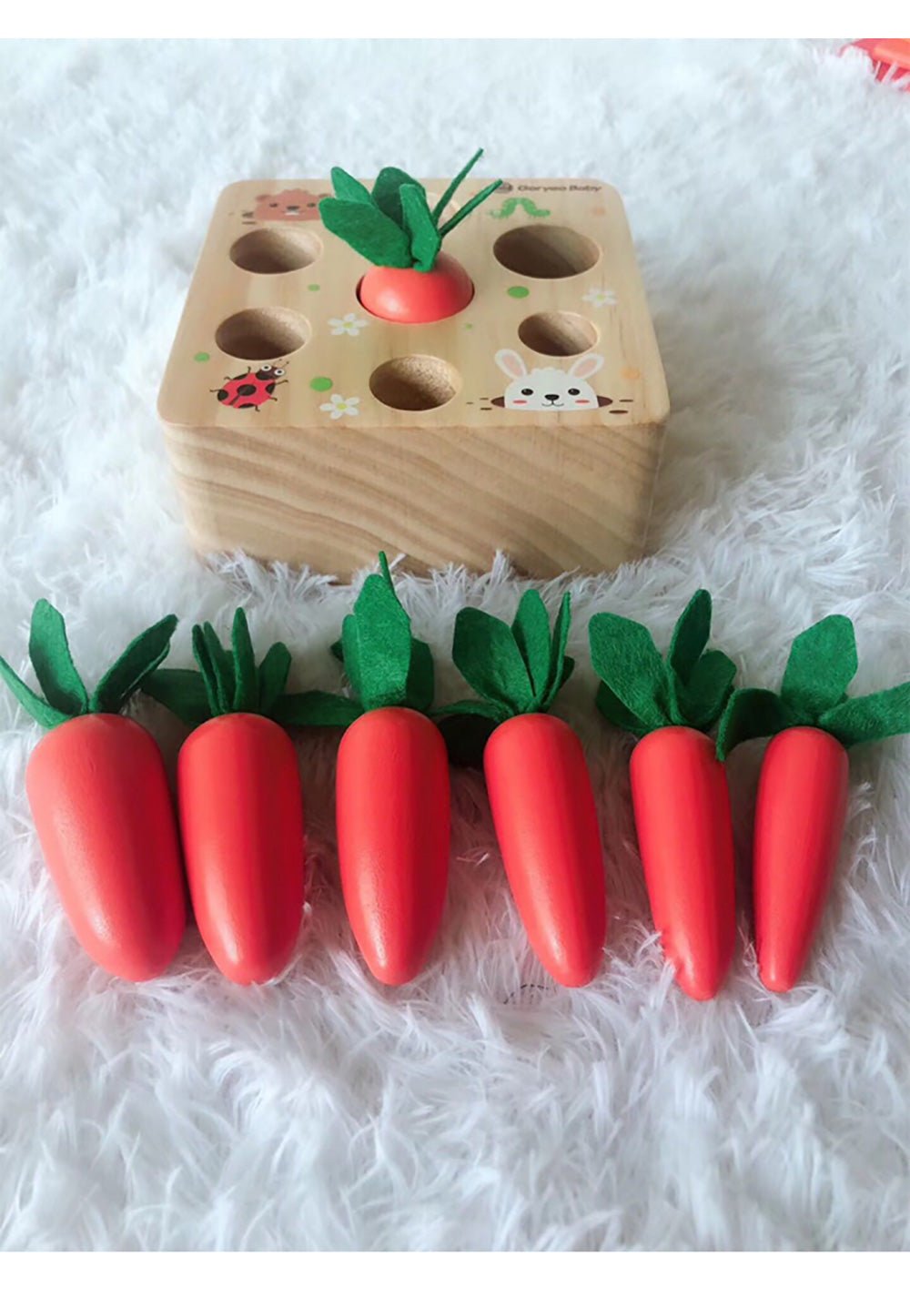 Montessori Toys for Toddler - Carrot Harvest Wooden Matching Puzzle, Shape & Size Sorting Games for Developing Fine Motor Skill, Educational Gift for Baby Boys Girls, Made of Natural Pine Wood - Whizmeal : Inspire a healthy you