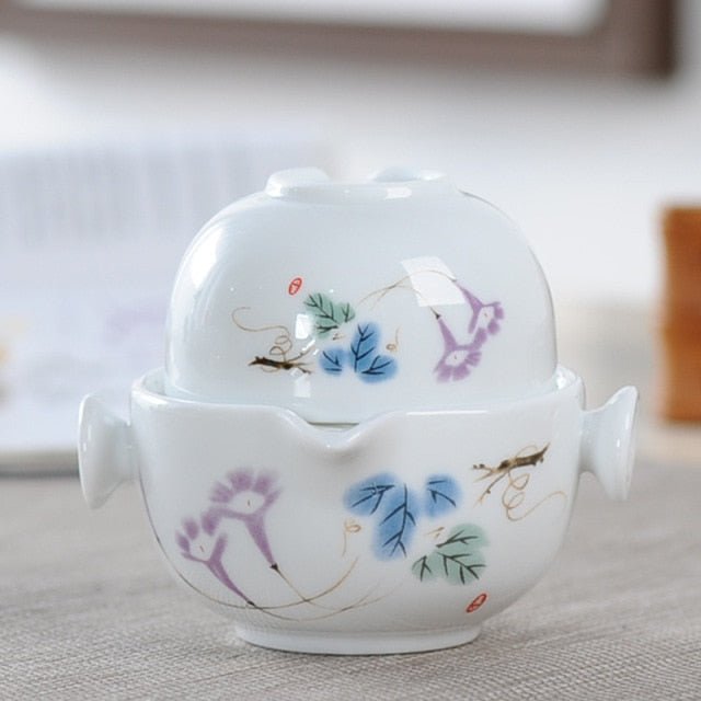 Ceramics Tea set Include 1 Pot 1 Cup, High quality elegant and easy gaiwan,Beautiful and easy teapot kettle,kung fu teaset - Whizmeal : Together we shape a healthier generation