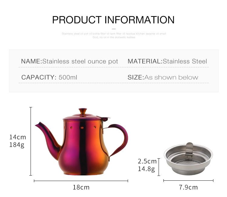 1/2PCS Stainless Steel Golden Kitchen Teapot Container Kettle Induction with Tea Leaf Infuser Filter Coffee Tool - Whizmeal : Together we shape a healthier generation