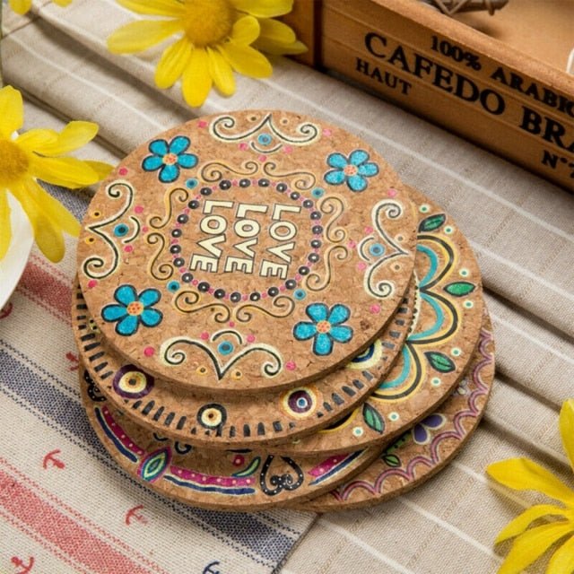 4Pcs/set Colorful Round Cork Coaster Coffee Drink Tea Cup Mat Placemat Party Creative Table Mat Decoration - Whizmeal : Together we shape a healthier generation