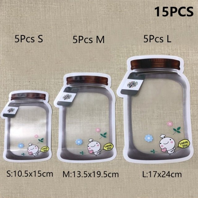 5-20Pcs Portable Mason Jar Bags Reusable Seal Food Saver Storage Bags Organizer Nuts Candy Cookies Snack Sandwich Ziplock Bags - Whizmeal : Together we shape a healthier generation