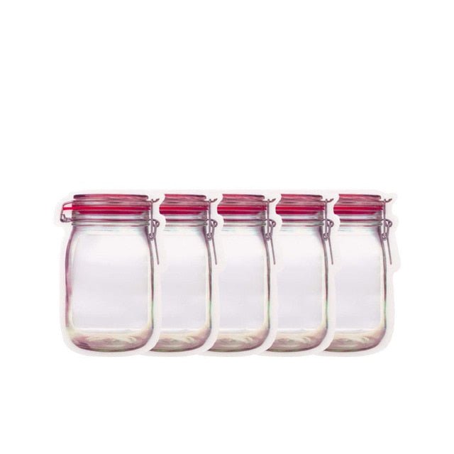 5-20Pcs Portable Mason Jar Bags Reusable Seal Food Saver Storage Bags Organizer Nuts Candy Cookies Snack Sandwich Ziplock Bags - Whizmeal : Together we shape a healthier generation