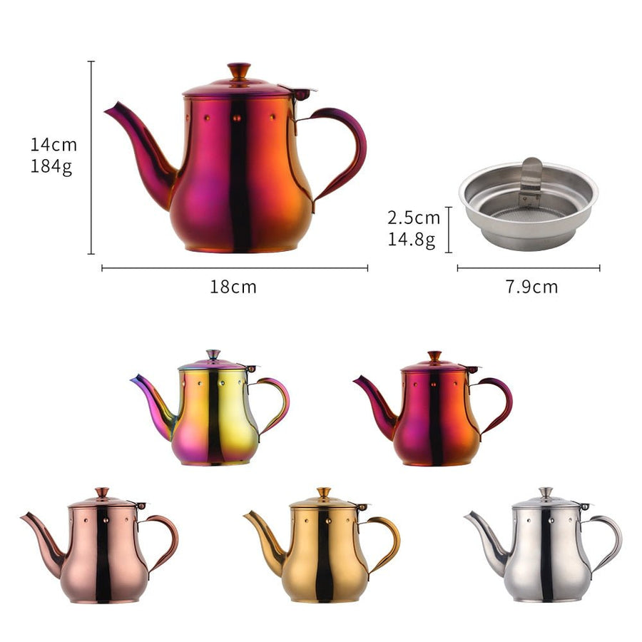1/2PCS Stainless Steel Golden Kitchen Teapot Container Kettle Induction with Tea Leaf Infuser Filter Coffee Tool - Whizmeal : Together we shape a healthier generation