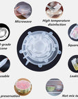 6/12PCS Reusable Silicone Caps Food Cover Adjustable Stretch Bowl Lids Kitchen Wrap Seal Fresh Keeping Cookware Accessories - Whizmeal : Together we shape a healthier generation