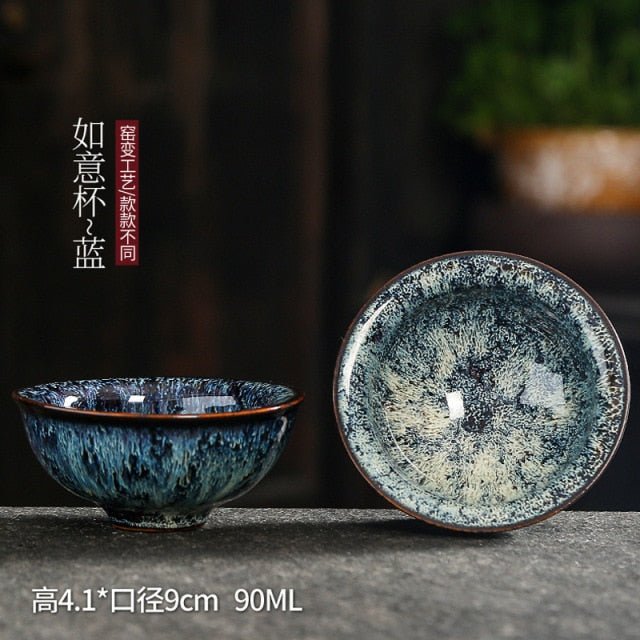 1pc Multicolor Kiln Fambe Porcelain Tea Cup Large Kung Fu Temmoku Glaze Ceramics Japanese Master Teacup Retro Single Tea Cups - Whizmeal : Together we shape a healthier generation