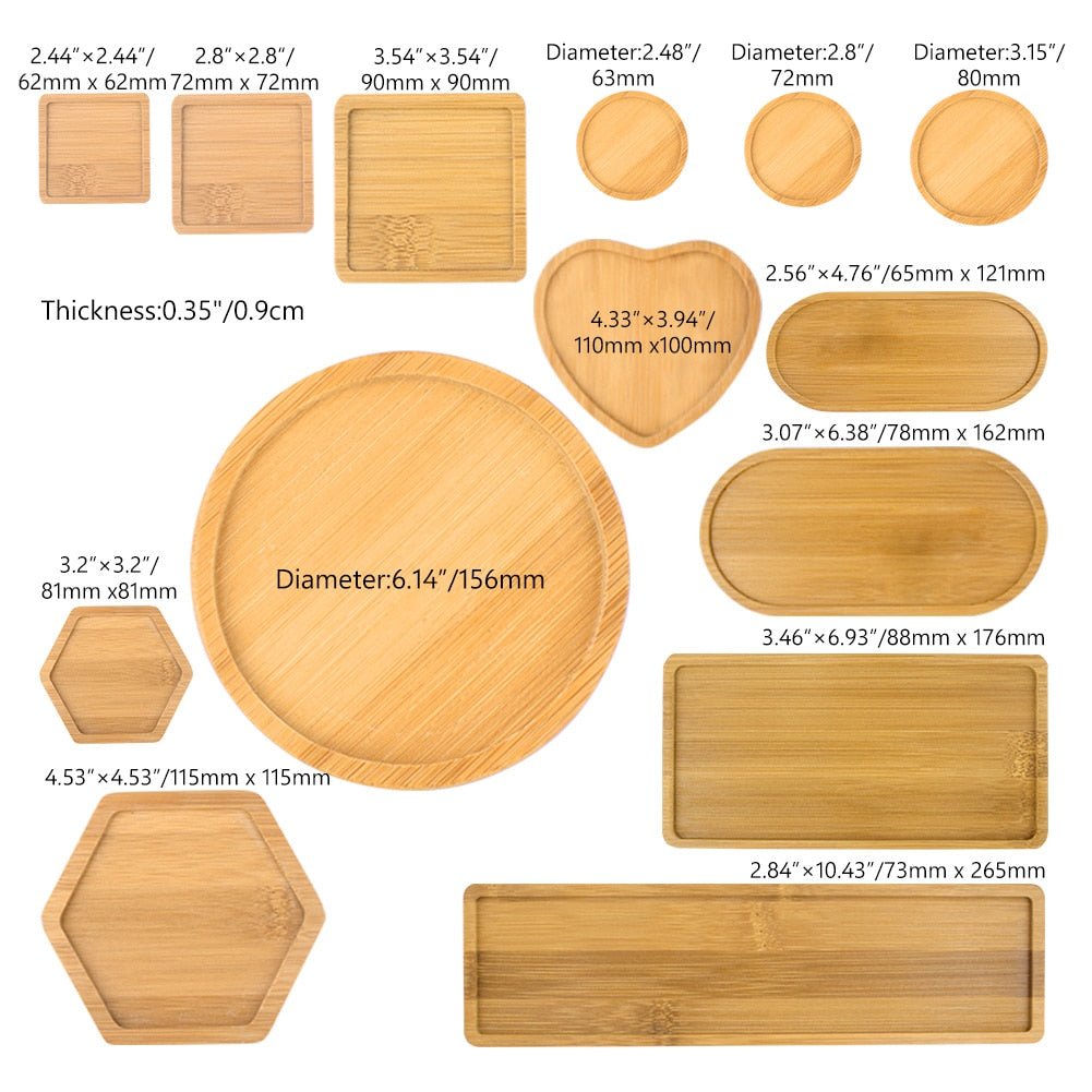 Wooden Bamboo Geometry Flower Planters Tray Serving Tray Tea Cup Saucer Trays Fruit Plate Storage Pallet Plate Decoration - Whizmeal : Together we shape a healthier generation