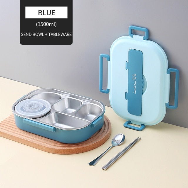 Portable Kids Lunch Box With Compartment 18/8 Stainless Steel Food Container For Children School Picnic Bento Food Box - Whizmeal : Together we shape a healthier generation