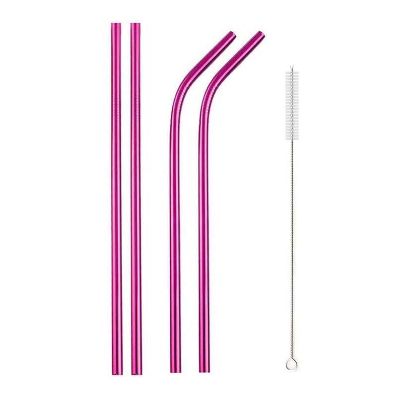 Rainbow Color Reusable Metal Straws Set with Cleaner - Whizmeal : To inspire a healthy you - rethinking lifestyle with the world of food