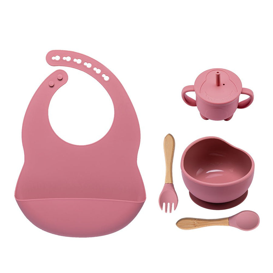 Silicone Baby Feeding Set 4/5 Pack | Baby Led Weaning Supplies with Bibs, Suction Bowl, Spoons, Forks, Sippy Cup with Straw and Lid - Whizmeal : Inspire a healthy you