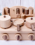 Wooden Mini Kitchen Stove Top Accessory Set - Pots and Pans, Montessori Cooking Playset - Whizmeal : Inspire a healthy you