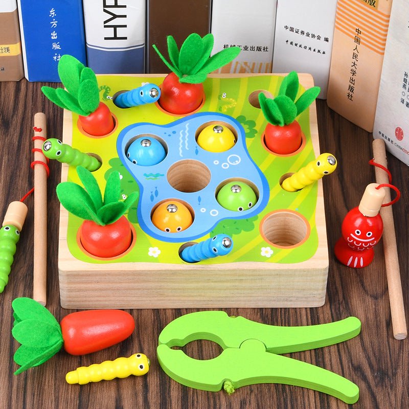 Wooden Montessori Fishing Game & Carrot Sorting Toys for Toddlers 1-3 - Whizmeal : Inspire a healthy you