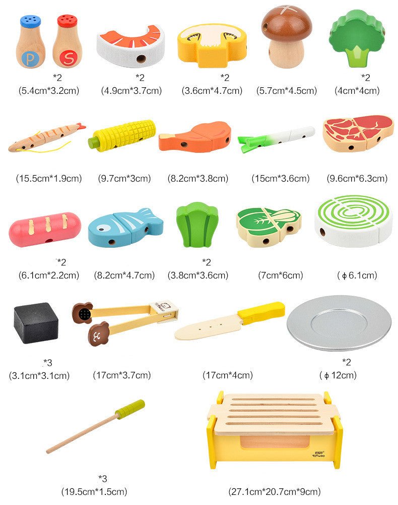Wooden Play House Kitchen Bbq Set Toy Cooking Magnetic Mini Food Storage Barbecue Puzzle Enlightenment Toy Gift - Whizmeal : Inspire a healthy you