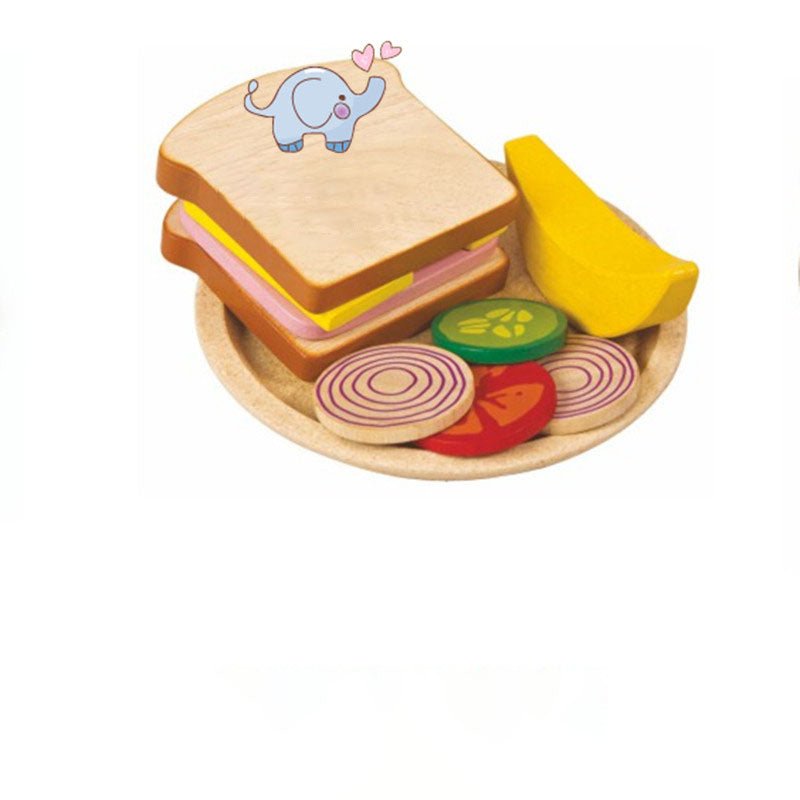 Wooden Sandwich Pretend Play Kitchen Food Playset with Bread Onion Tomato Banana - Whizmeal : Inspire a healthy you